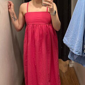 Uniqlo Linen-Blend Gathered Camisole Dress Size XS Bright Pink